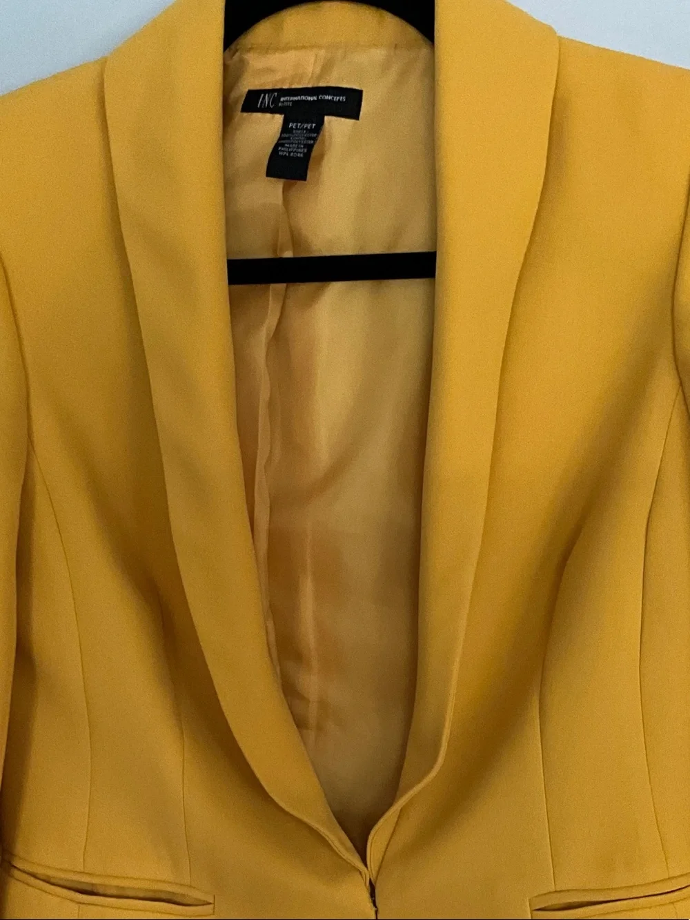 INC International Concepts Mustard Yellow Shawl Collar Blazer